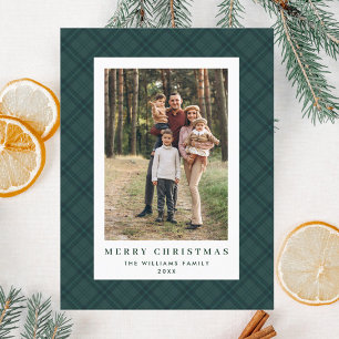 Photo Retro Christmas Plaid Greeting Holiday Postcard