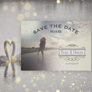 Photo Retro Gold Lights Gold Save the Date