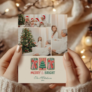 Photo Retro Merry & Bright Christmas Holiday Card