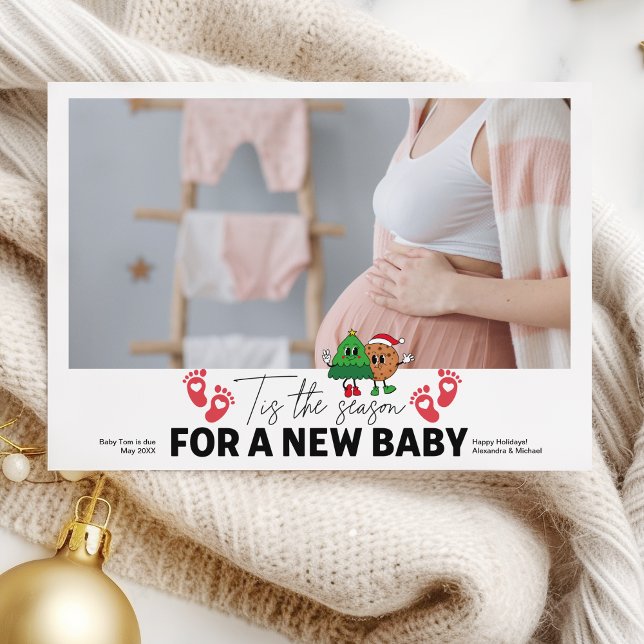 Photo Retro Tis The Season Pregnancy Announcement (Creator Uploaded)