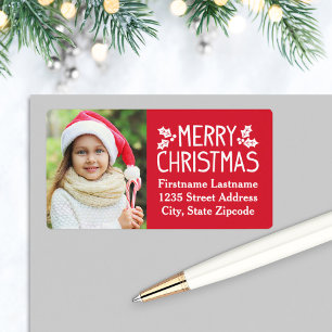 Photo Return Address Label   Merry Christmas