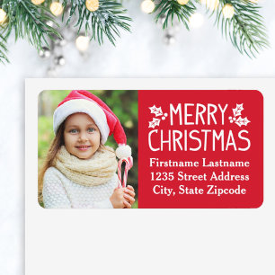 Photo Return Address Label   Merry Christmas