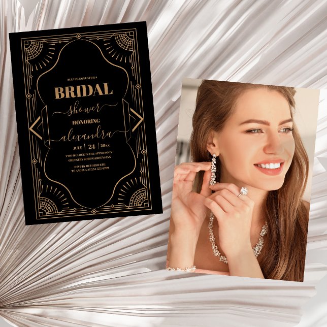 Photo Roaring 20s Gatsby Art Deco  Bridal Shower  Invitation (Creator Uploaded)