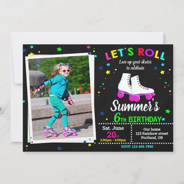 Photo Roller skate birthday invitation - Sk8 party (Front)