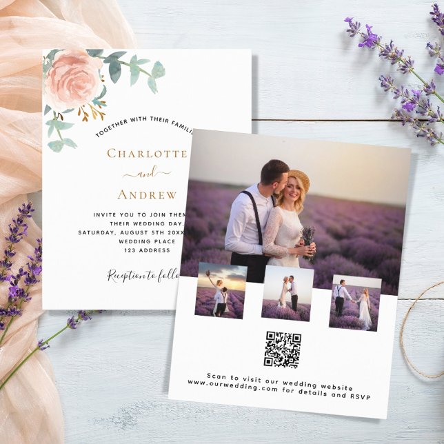Photo rose floral photo QR RSVP budget wedding (Creator Uploaded)