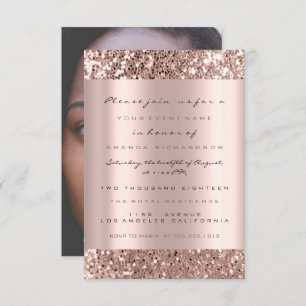 Photo Rose Glitter Bridal Shower Graduation Invitation