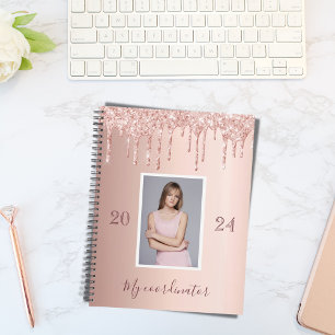 Photo rose gold glitter drips glam luxury 2021 planner