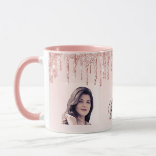 Photo rose gold monogram blush pink mug
