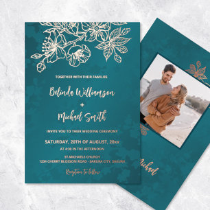 PHOTO Rose Gold Teal Floral Wedding
