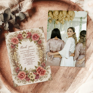 Photo Royal Victorian Floral Bridal Shower Thank You Card