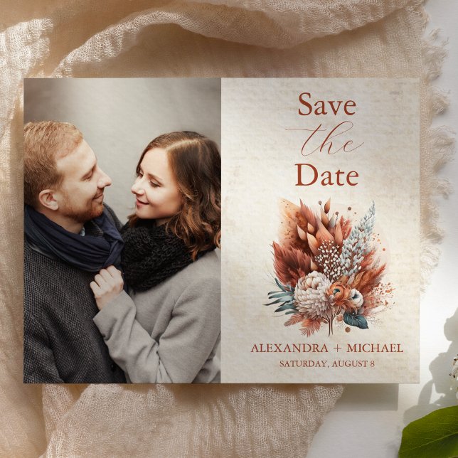 Photo Rust Terracotta Flowers Burnt Orange Fall  Save The Date (Creator Uploaded)