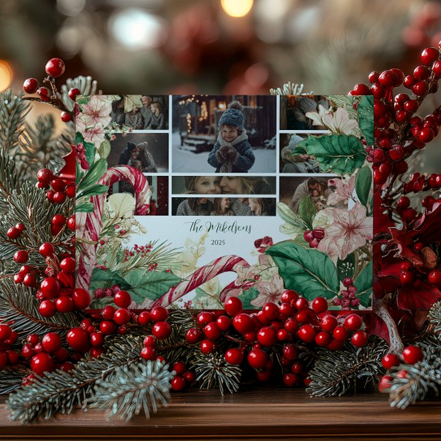 Photo Rustic Candy Cane Christmas Party Holiday Card (Creator Uploaded)