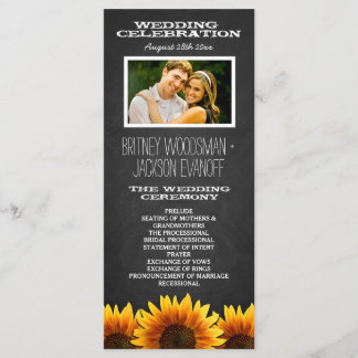 Photo Rustic Chalkboard Sunflower Wedding Programs