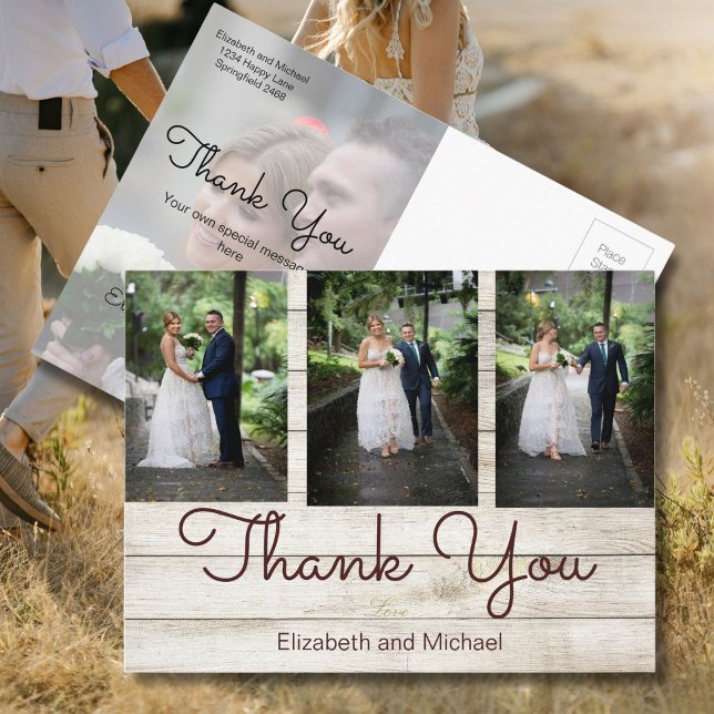 Photo Rustic Chic Modern Wedding Thank You Postcard (Creator Uploaded)