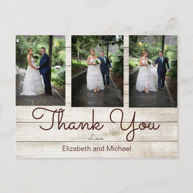 Photo Rustic Chic Modern Wedding Thank You Postcard (Front)