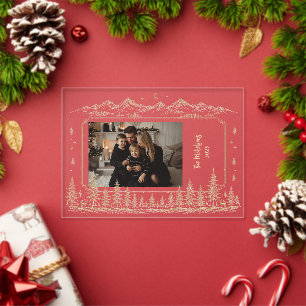 Photo Rustic Christmas Tree Winter Forest Acrylic Invitations