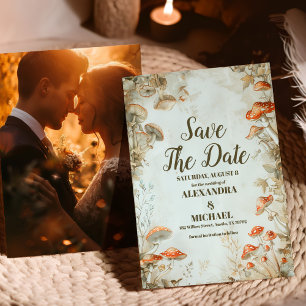 Photo Rustic Elegant Woodland Mushroom Wedding Save The Date