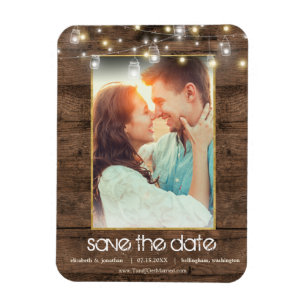 Photo Rustic Mason Jar String Lights Save The Date Magnet