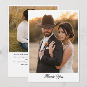 photo rustic minimal simple elegant cowboy thank you card
