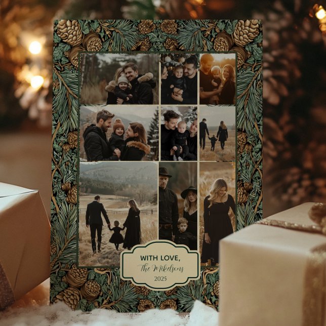 Photo Rustic Pinecone Evergreen Christmas Holiday Card (Creator Uploaded)