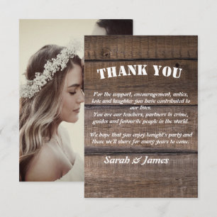 Photo Rustic Wood Country Wedding Thank You Card