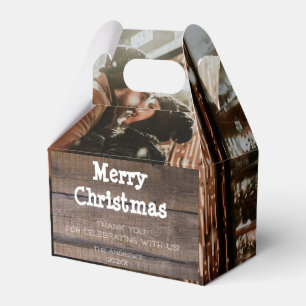 Photo Rustic Wood Merry Christmas Holiday Party  Favour Box