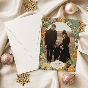 Photo Rustic Woodland Botanical Christmas Holiday Card