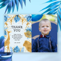 Photo Safari Blue 2nd Birthday Thank You Card