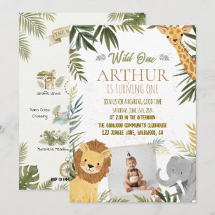 Photo Safari Wild One 1st Birthday Invite