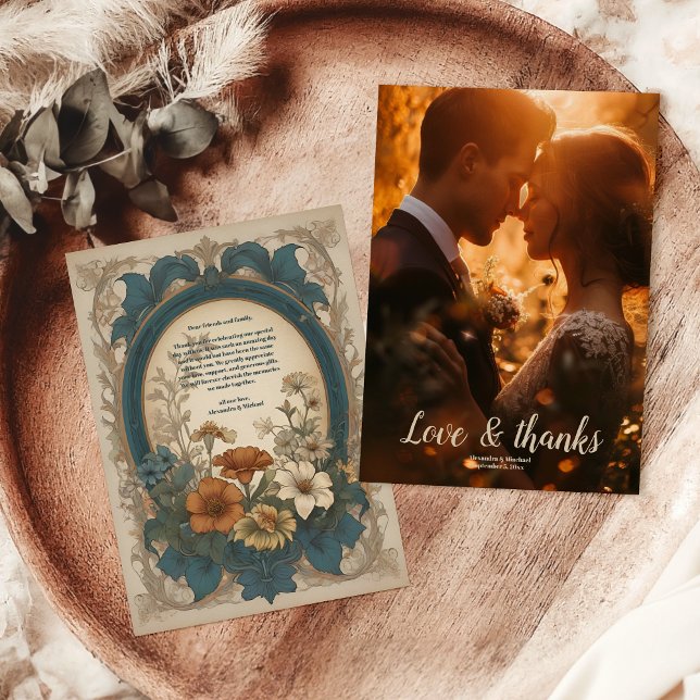 Photo Sage Green Art Nouveau Alphonse Mucha Weddin Thank You Card (Creator Uploaded)