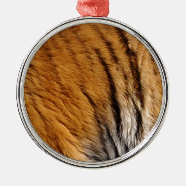 Photo-sampled Tiger Stripes Big Cat Wildlife Metal Ornament (Front)