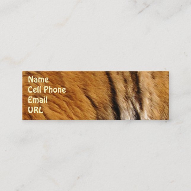 Photo-sampled Tiger Stripes Big Cat Wildlife Mini Business Card (Front)
