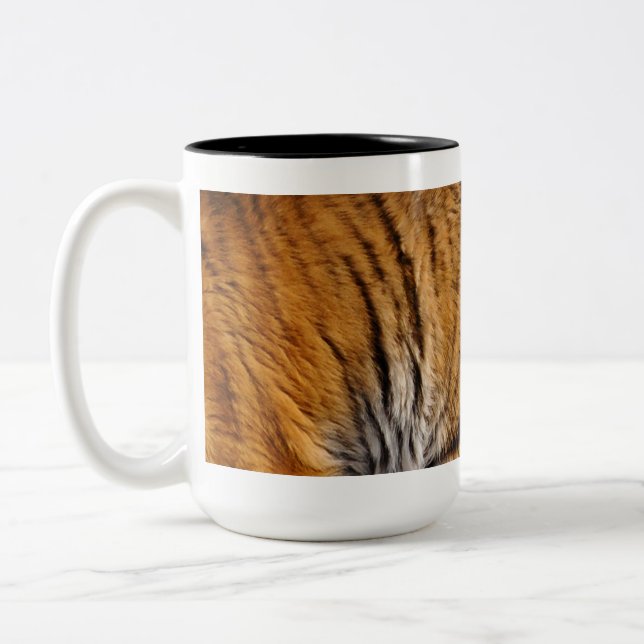 Photo-sampled Tiger Stripes Big Cat Wildlife Two-Tone Coffee Mug (Left)