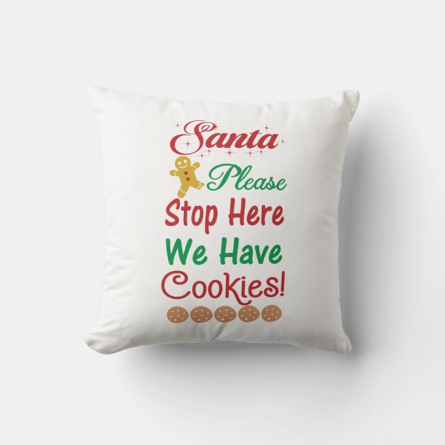 Photo Santa Please Stop Here We have cookies  Cushion (Front)