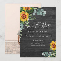 Photo Save Date Rustic SUNFLOWERS Greenery