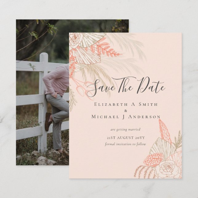 Photo Save Dates PAMPAS GRASS Terracotta (Front/Back)