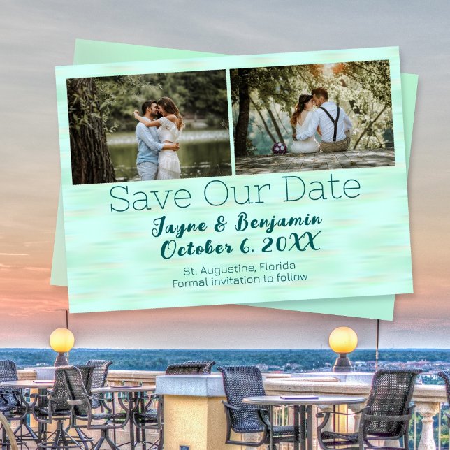 Photo Save Our Date Beach Glass Green Save The Date (Creator Uploaded)