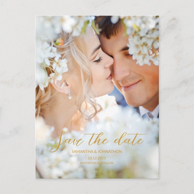 Photo Save The Date  Announcement Postcard (Front)