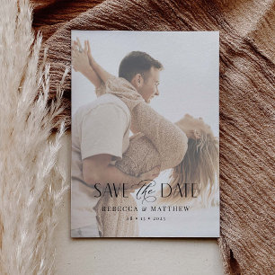Photo Save The Date Card Boho Minimal Wedding