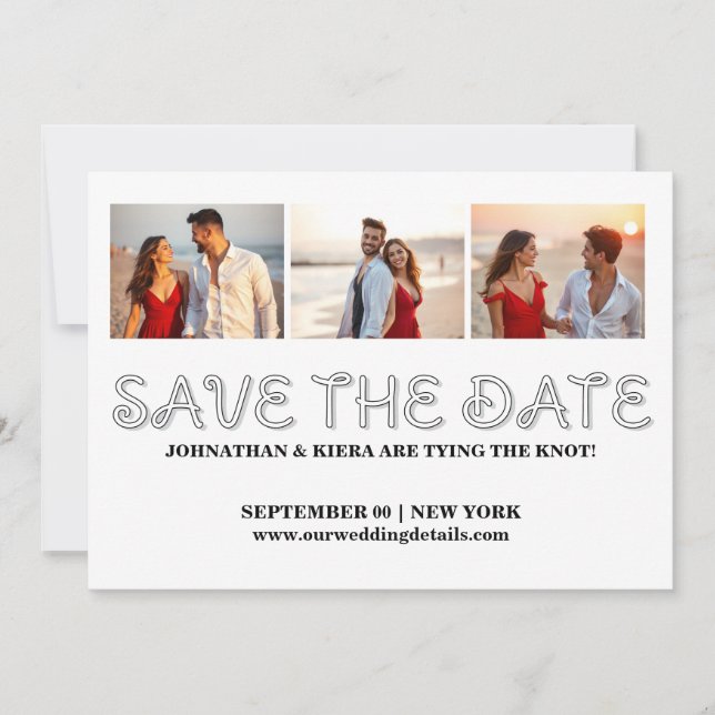 Photo save the date editable couples wedding invitation (Front)