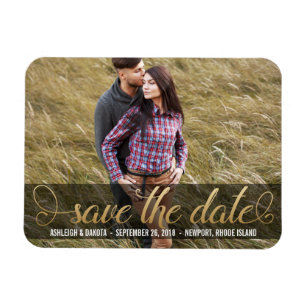 Photo Save The Date    Faux Gold Magnet