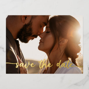 Photo Save the Date Foil Postcard - Terracotta