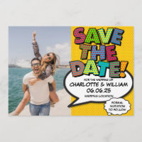 Photo Save the Date Fun Retro Comic Book Pop Art