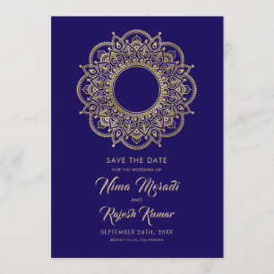 Photo Save The Date, Indian Wedding, Purple, Gold Date
