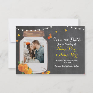 Photo Save The Date Jar Chalk Pumpkin Invitation