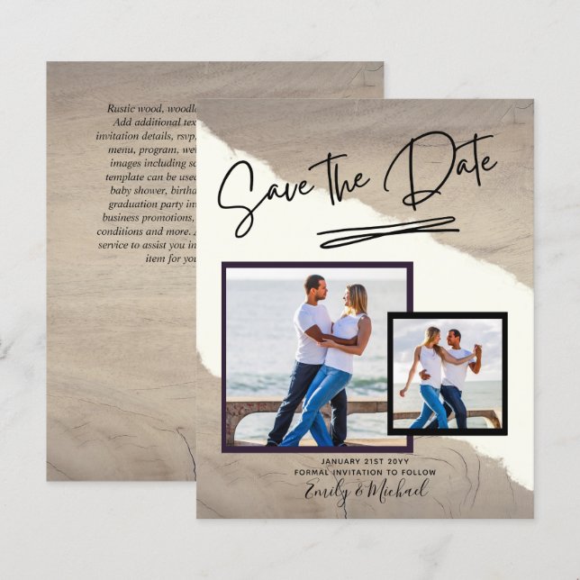 PHOTO Save The Date - Modern Handwritten Script (Front/Back)
