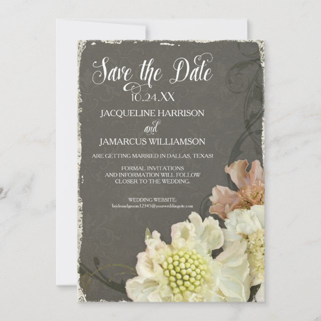Photo Save the Date Modern Painterly Flowers Art Invitation (Front)