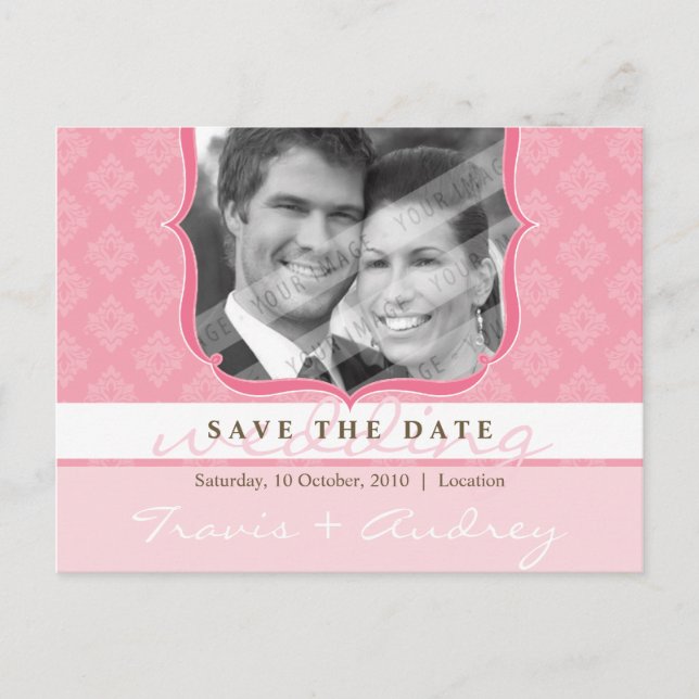 PHOTO SAVE THE DATE :: pictureframe elegance 6 Announcement Postcard (Front)