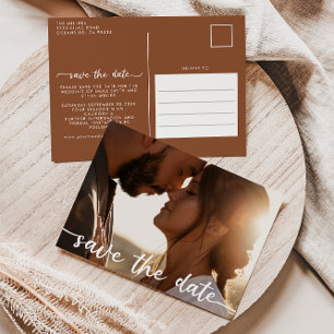 Photo Save the Date Postcard - Terracotta