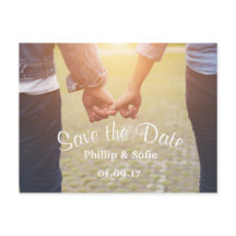 Photo Save the Date Rustic Postcard -Holding Hands